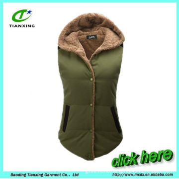 Womens Sherpa Lined Padded Bodywarmer Vest with Hood